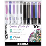 zebra-pen-sarasa-pens-mildliner-creative-starter-kit-needle-marker-point-style-multi-ink-10-pack-num-zeb10015