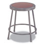Alera Industrial Metal Shop Stool, 18" Seat Height, Supports up to 300 lbs., Brown Seat/Gray Back, Gray Base