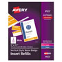 Avery Name Badge Insert Refills, Vertical, 4 1/4 x 6, White, 100/Pack