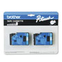 Brother TC Tape Cartridges for P-Touch Labelers, 0.5" x 25.2 ft, Blue on White, 2/Pack