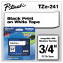 Brother TZe Standard Adhesive Laminated Labeling Tape, 0.7" x 26.2 ft, Black on White