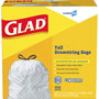 Glad ForceFlex Tall Kitchen Drawstring Trash Bags, 13 gal, 24" x 27 3/8", .95 mil, 100/Box, White