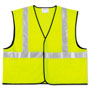 MCR Safety Class 2 Safety Vest, Fluorescent Lime w/Silver Stripe, Polyester, X-Large