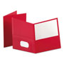 Oxford Twin-Pocket Folder, Embossed Leather Grain Paper, Red, 25/Box