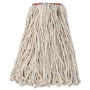 Rubbermaid Premium Cut-End Cotton Wet Mop Head, 16oz, White, 1" Orange Band, 12/Carton