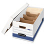 Fellowes STOR/FILE Medium-Duty Storage Boxes with Dividers, Letter Files, 12.88" x 25.38" x 10.25", White/Blue, 12/Carton