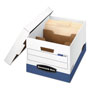 Fellowes R-KIVE Heavy-Duty Storage Boxes with Dividers, Letter/Legal Files, 12.75" x 16.5" x 10.38", White/Blue, 12/Carton