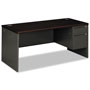 Hon 38000 Series Right Pedestal Desk, 66w x 30d x 29.5h, Mahogany/Charcoal