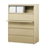 Lorell 5 Drawer Metal Lateral File Cabinet, 42" x 18.6" x 67.7", Putty