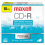 Maxell CD-R Discs, 700MB/80min, 48x, w/Slim Jewel Cases, Silver, 10/Pack