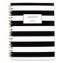 Cambridge Black & White Striped Hardcover Notebook, 1 Subject, Wide/Legal Rule, Black/White Stripes Cover, 9.5 x 7.25, 80 Sheets