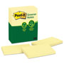 Post-it® Original Recycled Note Pads, 3" x 5", Canary Yellow, 100 Sheets/Pad, 12 Pads/Pack