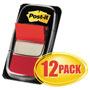 Post-it® Marking Page Flags in Dispensers, Red, 50 Flags/Dispenser, 12 Dispensers/Pack
