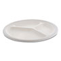 Pactiv EarthChoice Compostable Fiber-Blend Bagasse Dinnerware, 3-Compartment Plate, 10" Diameter, Natural, 500/Carton