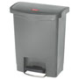 Rubbermaid Slim Jim Resin Step-On Container, Front Step Style, 8 gal, Gray