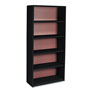 Safco Value Mate Series Metal Bookcase, Five-Shelf, 31-3/4w x 13-1/2d x 67h, Black