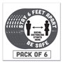 Tabbies BeSafe Carpet Decals, Stay 6 Feet Apart; Be Safe, 12" Dia, White/Gray, 6/Pack