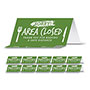 Tabbies BeSafe Messaging Table Top Tent Card, 8 x 3.87, Sorry! Area Closed Thank You For Keeping A Safe Distance, Green, 10/Carton