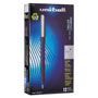 Uni-Ball Stick Roller Ball Pen, Fine 0.7mm, Blue Ink, Black Matte Barrel, Dozen