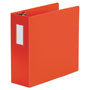 Universal Deluxe Non-View D-Ring Binder with Label Holder, 3 Rings, 4" Capacity, 11 x 8.5, Red