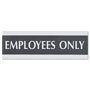 U.S. Stamp & Sign Century Series Office Sign, EMPLOYEES ONLY, 9 x 3, Black/Silver