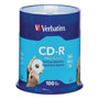 Verbatim CD-R Discs, 700MB/80min, 52x, Spindle, White, 100/Pack
