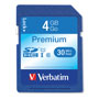 Verbatim 4GB Premium SDHC Memory Card, UHS-I U1 Class 10, Up to 30MB/s Read Speed