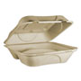 World Centric Fiber Hinged Containers, 3 Compartments, 9 x 9 x 3, Natural, 300/Carton
