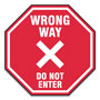 Accuform® Slip-Gard Social Distance Floor Signs, 17 x 17, "Wrong Way Do Not Enter", Red, 25/Pack