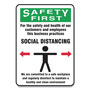 Accuform® Social Distance Signs, Wall, 10 x 7, Customers and Employees Distancing Clean Environment, Humans/Arrows, Green/White, 10/Pk