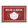 Apache Mills® Message Floor Mats, 24 x 36, Red/White, "Wear A Mask"