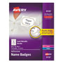 Avery Flexible Adhesive Name Badge Labels, 3 3/8 x 2 1/3, White/Gold Border, 120/PK