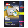 Avery Vibrant Laser Color-Print Labels w/ Sure Feed, 1 1/4 x 2 3/8, White, 450/Pack