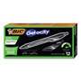 Bic Gel-ocity Quick Dry Retractable Gel Pen, Medium 0.7mm, Black Ink/Barrel, Dozen