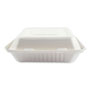 Boardwalk Bagasse Molded Fiber Food Containers, Hinged-Lid, 3-Compartment 9 x 9, White, 100/Sleeve, 2 Sleeves/Carton
