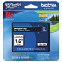 Brother TZe Standard Adhesive Laminated Labeling Tape, 0.47" x 26.2 ft, White on Black