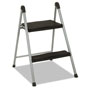 Cosco Folding Step Stool, 2-Step, 200 lb Capacity, 16.9" Working Height, Platinum/Black