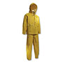 Dunlop® Protective Footwear Webtex 3-Pc Rain Suit with Hooded Jacket/Bib Overalls, 0.65 mm Thick, Heavy-Duty Ribbed PVC, Yellow, X-Large