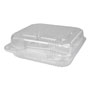Durable Packaging Plastic Clear Hinged Containers, 8 x 8, 3-Compartment, 5 oz; 5 oz; 15 oz, Clear, 250/Carton