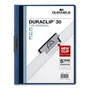 Durable Vinyl DuraClip Report Cover, Letter, Holds 30 Pages, Clear/Dark Blue, 25/Box