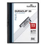 Durable Vinyl DuraClip Report Cover w/Clip, Letter, Holds 30 Pages, Clear/Black, 25/Box