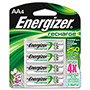 Energizer NiMH Rechargeable AA Batteries, 1.2V, 4/Pack