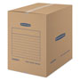 Fellowes SmoothMove Basic Moving Boxes, Large, Regular Slotted Container (RSC), 18" x 18" x 24", Brown Kraft/Blue, 15/Carton