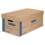 Fellowes SmoothMove Prime Moving & Storage Boxes, Small, Half Slotted Container (HSC), 24" x 12" x 10", Brown Kraft/Blue, 8/Carton