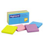Highland Self-Stick Notes, 3" x 3", Assorted Bright Colors, 100 Sheets/Pad, 12 Pads/Pack