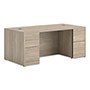 Hon 10500 Series Double Full-Height Pedestal Desk, Left: Box/Box/File, Right: File/File, 72" x 36" x 29.5", Kingswood Walnut