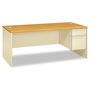 Hon 38000 Series Right Pedestal Desk, 72w x 36d x 29.5h, Harvest/Putty