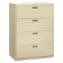 Hon 600 Series Four-Drawer Lateral File, 42w x 18d x 52.5h, Putty