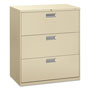 Hon 600 Series Three-Drawer Lateral File, 36w x 18d x 39.13h, Putty