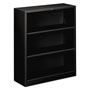 Hon Metal Bookcase, Three-Shelf, 34-1/2w x 12-5/8d x 41h, Black